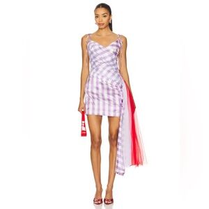 Kim Shui Plaid Mini Dress in Purple